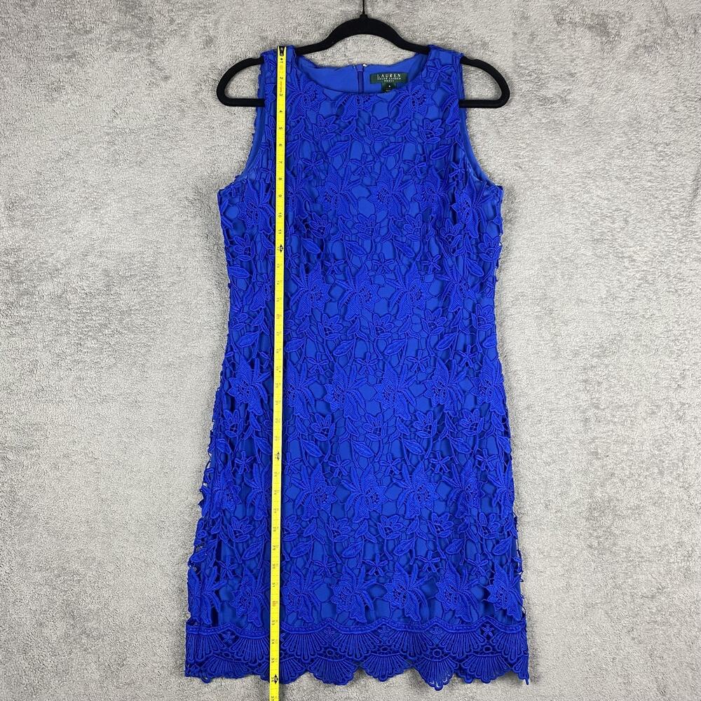 Lauren Ralph Lauren Dress Womens 8 Floral Lace Sleeveless Festive Cocktail Party - Picture 11 of 12